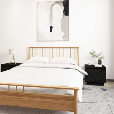 vidaXL Nočné stolíky 2 ks čierne 35x34x32 cm masívne borovicové drevo