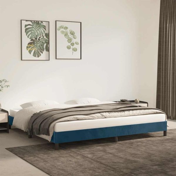 vidaXL Rám postele bez matraca tmavomodrý 200x200 cm zamat