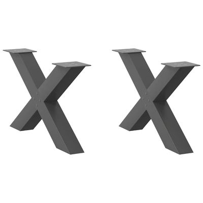 vidaXL Nohy konferenčného stolíka v tvare X, 2 ks, antracitové, 70 x (42-43) cm, oceľ
