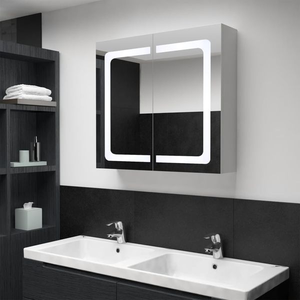 vidaXL LED kúpeľňová zrkadlová skrinka 80x12,2x68 cm