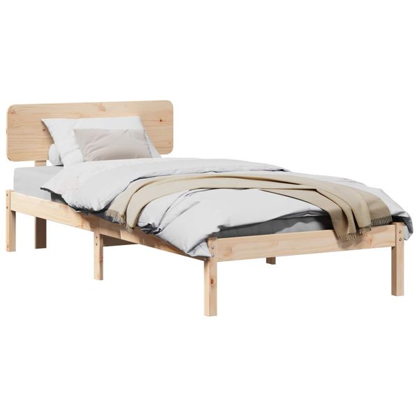 vidaXL Rám postele Prírodná 100 x 200 cm Masívne borovicové drevo