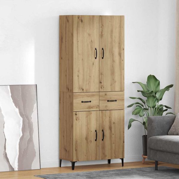 vidaXL Highboard Remeselný dub 69,5 x 34 x 180 cm Kompozitné drevo