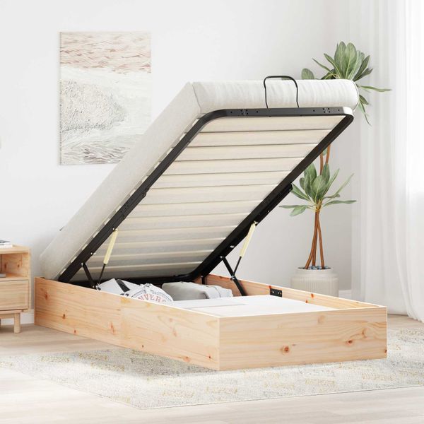 vidaXL Posteľový rám s úložným priestorom Prírodná 90 x 200 cm