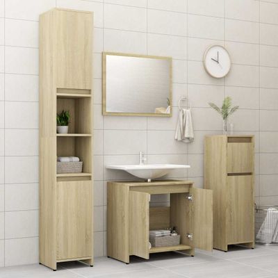 vidaXL 4-dielna sada kúpeľňového nábytku, dub sonoma, kompozitné drevo
