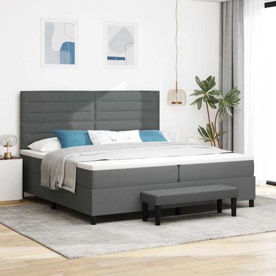 vidaXL Posteľ s pružinovým rámom Tmavo šedá 200 x 200 cm látka