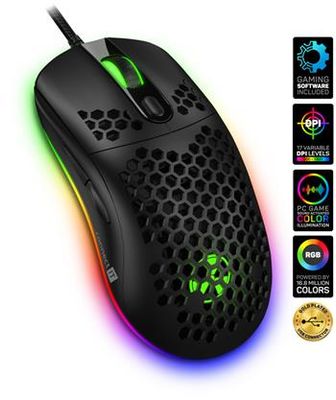 CONNECT IT BATTLE AIR 2 profesionálna optická herná myš + SW, 12800 DPI, Čierna
