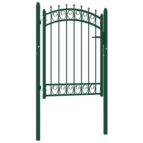 vidaXL Plotová brána EMMEN s hrotmi oceľ 103x109,5 cm zelená