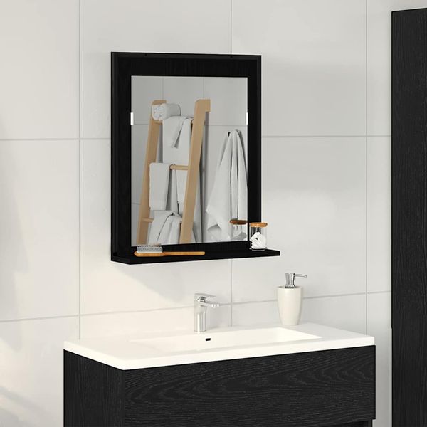 vidaXL Zrkadlo Čierny dub 50 x 12 x 60 cm Sklo a inžinierske drevo
