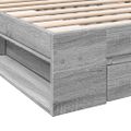 vidaXL Posteľný rám so zásuvkami sivý sonoma 90x190cm kompozitné drevo