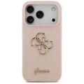 Puzdro Guess Silicone Big 4G Script pre iPhone 17 Pro ružové