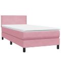 vidaXL Posteľný rám boxsping s matracom ružový 80x220 cm zamat