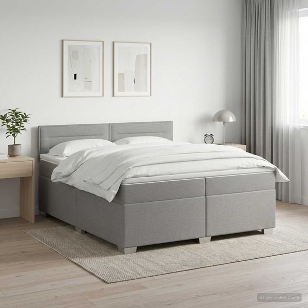 vidaXL Posteľ boxspring s matracom Svetlosivá 200 x 200 cm Látka