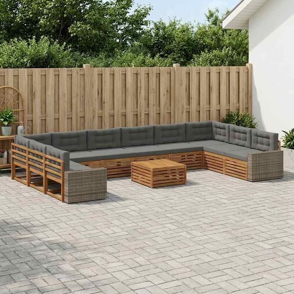 vidaXL Súpravy pohoviek s vankúšom 11 pcs Pevné akáciové drevo