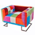 vidaXL Kreslo v tvare kocky s chrómovými nohami, patchwork, látka