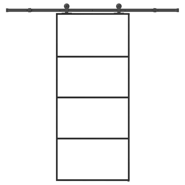 vidaXL Posuvné dvere s kovaním ESG sklo a hliník 90x205 cm