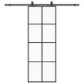 vidaXL Posuvné dvere s kovaním čierne 76x205 cm ESG sklo