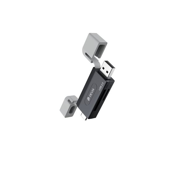 Čítačka kariet Devia 2v1 EL239 USB/USB-C 2.0 čierna