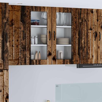 vidaXL Nástenný sklenený kabinet LUCCA Staré drevo 80 x 31 x 80 cm