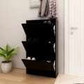 vidaXL Botník s 3 dvierkami čierny 59x24x105 cm drevotrieska