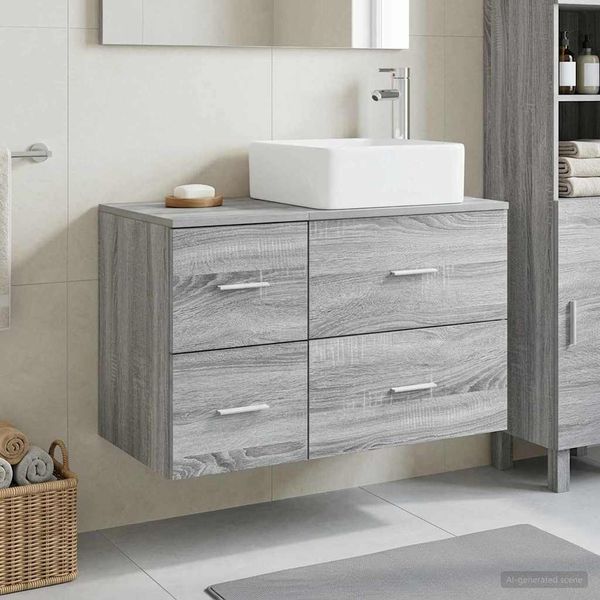 vidaXL Sada kúpeľňového nábytku 2 pcs Sivý Sonoma Kompozitné drevo