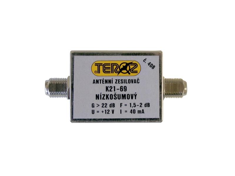 Anténny zosilňovač TEROZ 408X, UHF, G22dB, F1,5dB,U99dBµV, F-F