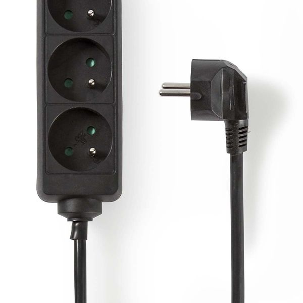 NEDIS napájecí prodlužovací zásuvka/ úhlová/ 3x zásuvka/ černá/ 5m Kabel, napájecí, prodlužovací, úhlový, 3× zásuvka, 5m, cerný