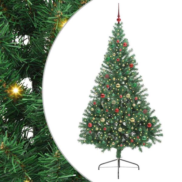 vidaXL Umelý predsvietený vianočný stromček Zelená 210 cm PVC