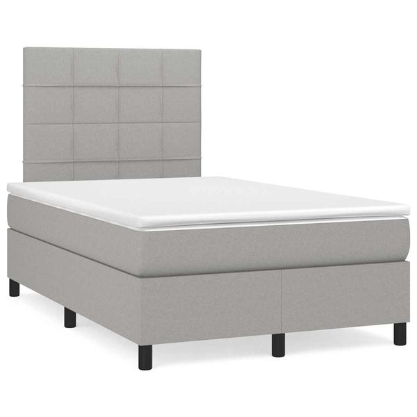 vidaXL Boxspring posteľ s matracom a LED, svetlosivá 120x190 cm, látka