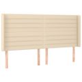vidaXL Čelo postele s LED krémové 163x16x118/128 cm látka