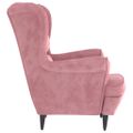 vidaXL Kreslo wingback s podnožkou ružové zamatové