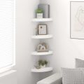 vidaXL Plávajúce rohové police 4 ks, biele 25x25x3,8 cm, MDF