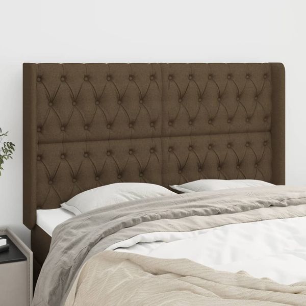 vidaXL Čelo postele so záhybmi tmavohnedé 163x16x118/128 cm látka