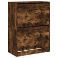 vidaXL Botník s 2 výklopnými zásuvkami dymový dub 80x42x108 cm