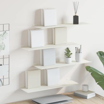 vidaXL Závesná polica 4 ks Biely 60 x 18 x 2,5 cm Oceľ