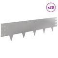 vidaXL Obrubník trávnika 30 ks 100 x 25 cm Oceľ Strieborná