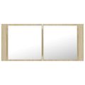vidaXL LED kúpeľňová zrkadlová skrinka dub sonoma 100x12x45 cm akryl