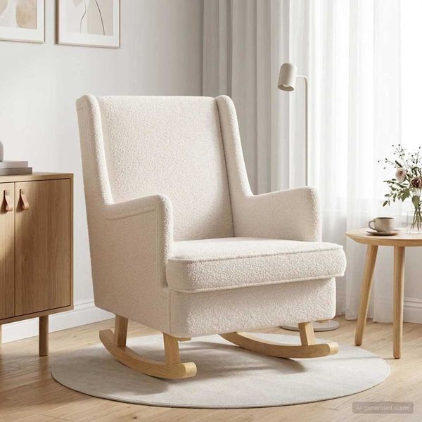 vidaXL Hojdacie kreslo Krémová 62 x 80 x 85 cm Bouclé