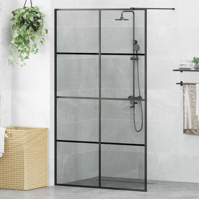 vidaXL Stena walk-in sprchy Čierna 115 x 195 cm tvrdené sklo