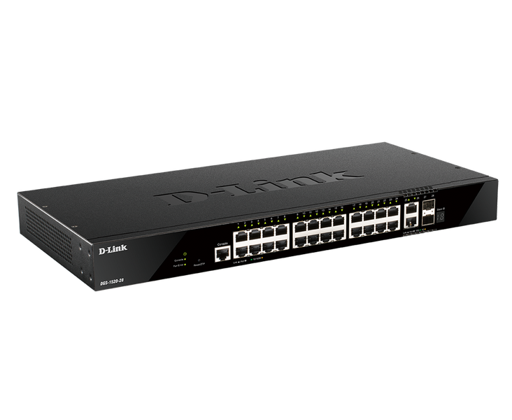 D-Link DGS-1520-28 24 portov GE + 2 10GE portov + 2 SFP+ Smart Managed Switch