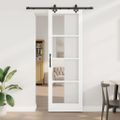vidaXL Posuvné dvere Biela 78 x 232 cm Masívne borovicové drevo a sklo