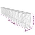 vidaXL Gabiónová stena s krytom, pozinkovaná oceľ 600x50x100 cm