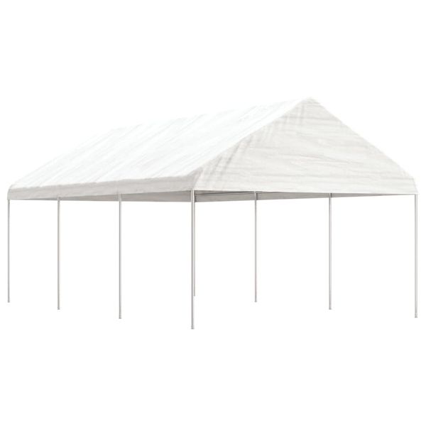 vidaXL Altánok so strechou, biely 6,69x4,08x3,22 m, polyetylén