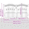 vidaXL Plotová brána KAMPEN s vrchnou časťou z oštepu čierna 302x172 cm oceľ