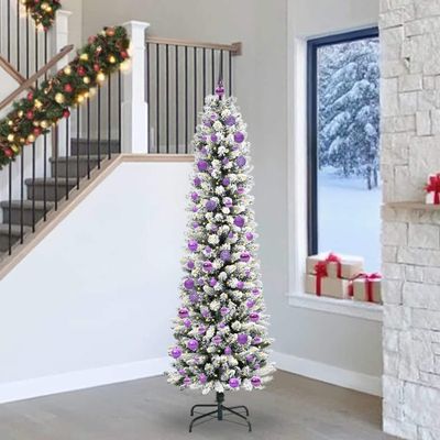 vidaXL Umelý vianočný stromček Biela 240 cm PVC, kov a plast