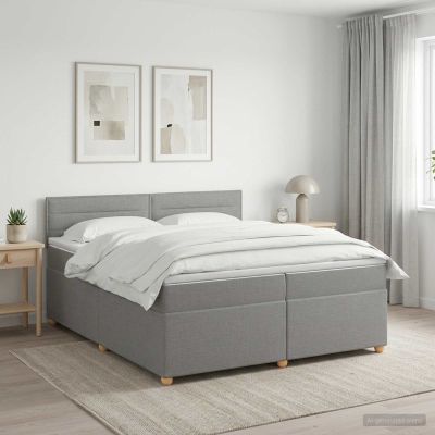 vidaXL Posteľ boxspring s matracom Svetlosivá 200 x 200 cm Látka