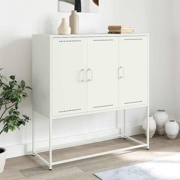 vidaXL Vysoká skrinka biela 100,5x39x107 cm oceľ
