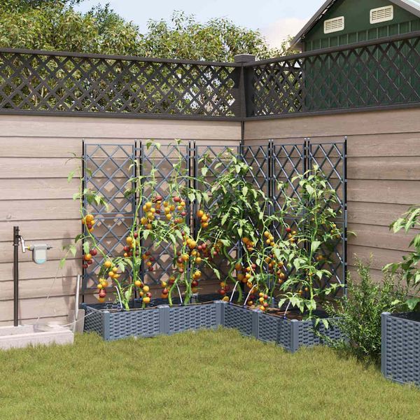 vidaXL Záhradný kvetináč 5 pcs Svetlo šedá 120 x 120 x 126 cm Plast