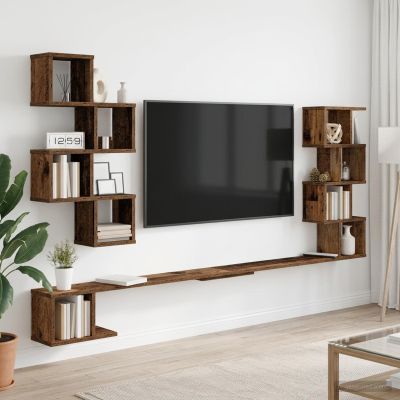 vidaXL Nástenná polica na TV Staré drevo 200 x 15 x 94 cm
