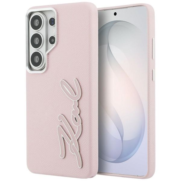Puzdro Karl Lagerfeld Grained Signature Metal Resin Logo pre Samsung Galaxy S26 Ultra ružová