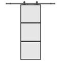 vidaXL Posuvné dvere s kovaním čierne 76x205 cm tvrdené sklo